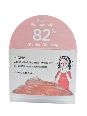 Midha Vita C Vitalizing Mask Wash Off- Pink Korean Beauty Mask 100ml Vegan New